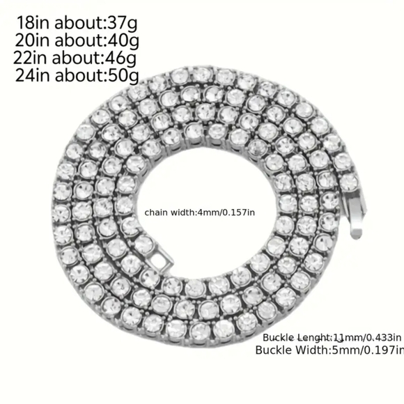 Moissanite Tennis 925 Sterling Silver Necklace 24" - Picture 6 of 6